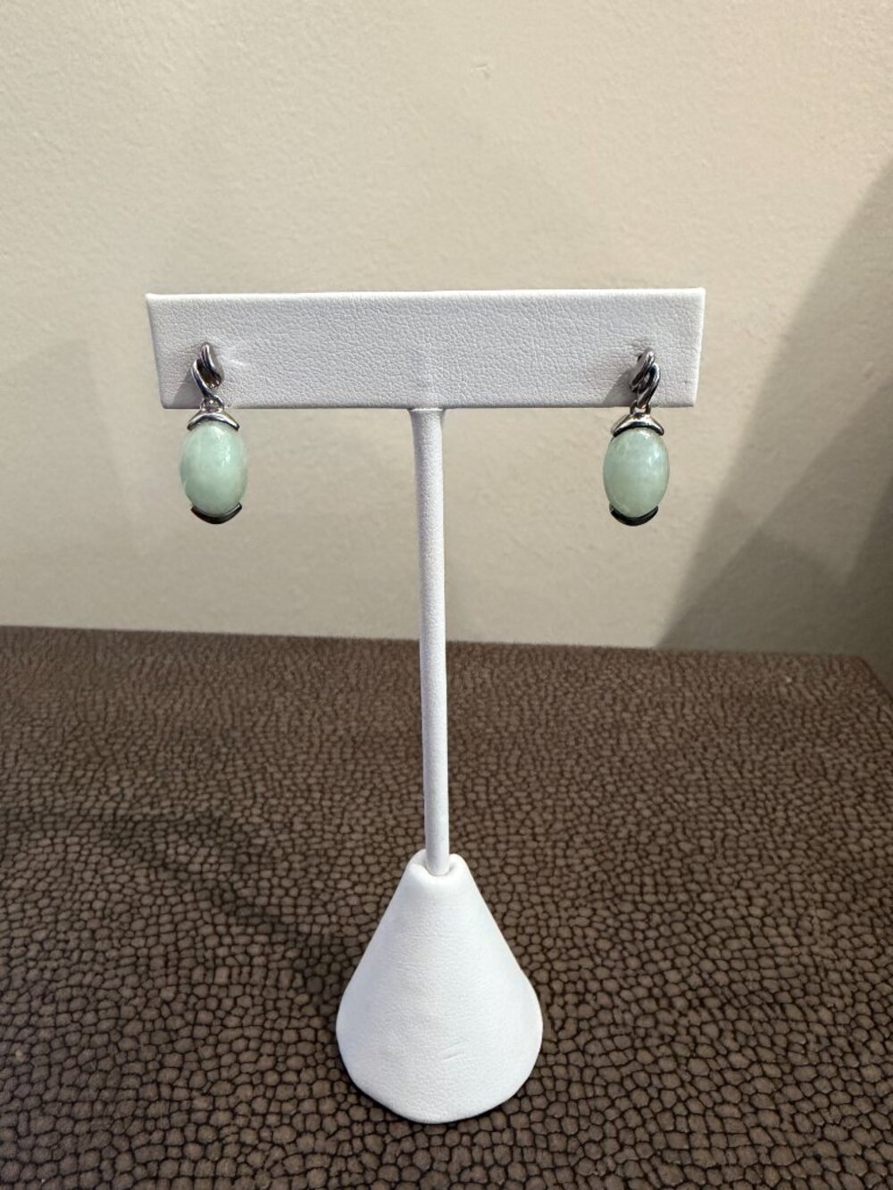 Sterling Silver jade drop earrings